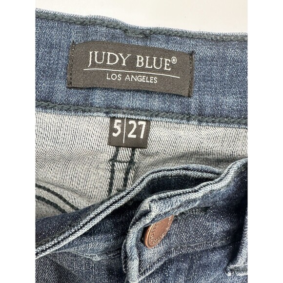 Judy Blue Jeans Women's 5/27 raw Hem Skinny Fit CROPPED Distressed mint - Picture 11 of 12